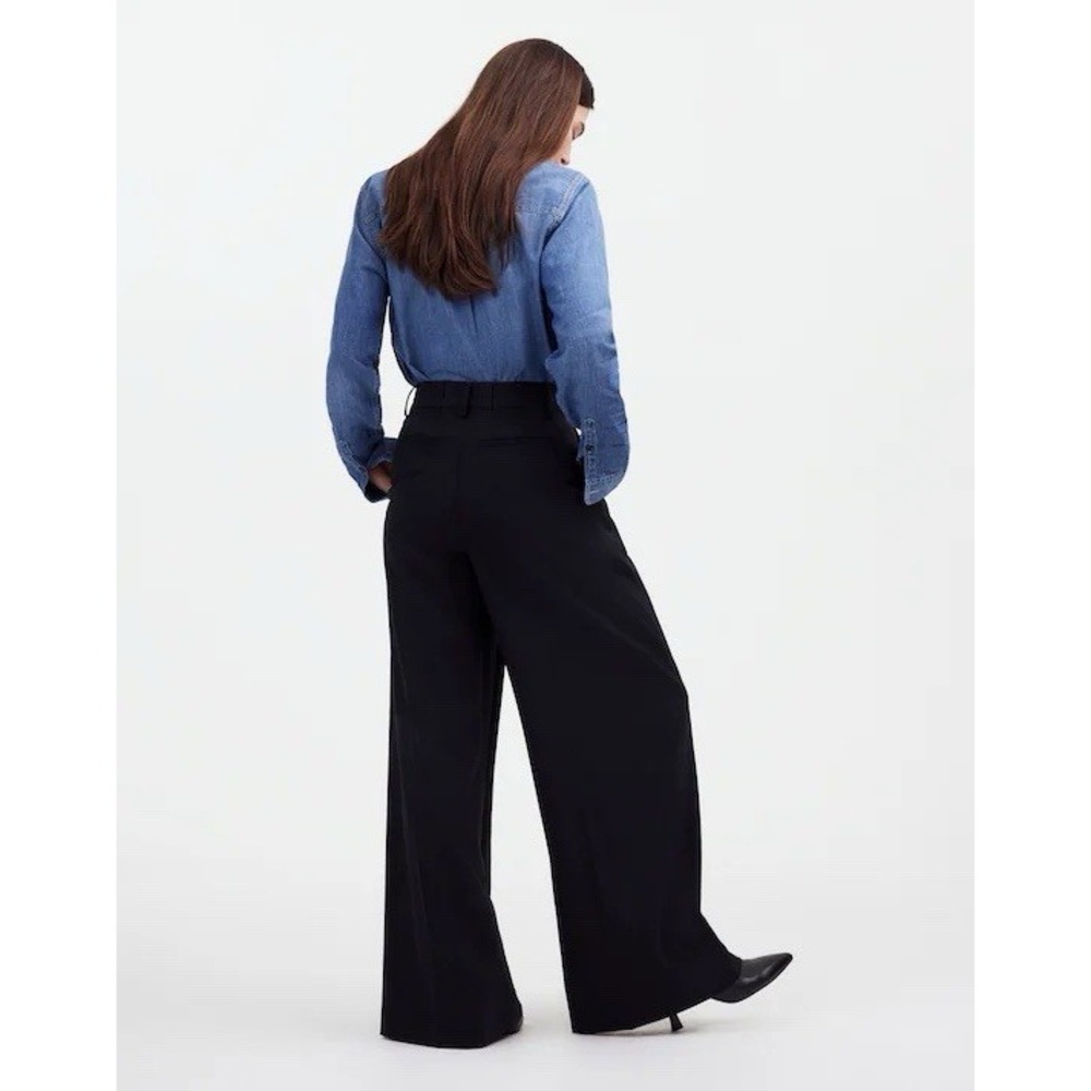 Madewell The Harlow Superwide-Leg Trouser Black Size 2 Pleated High Rise - Picture 3 of 12